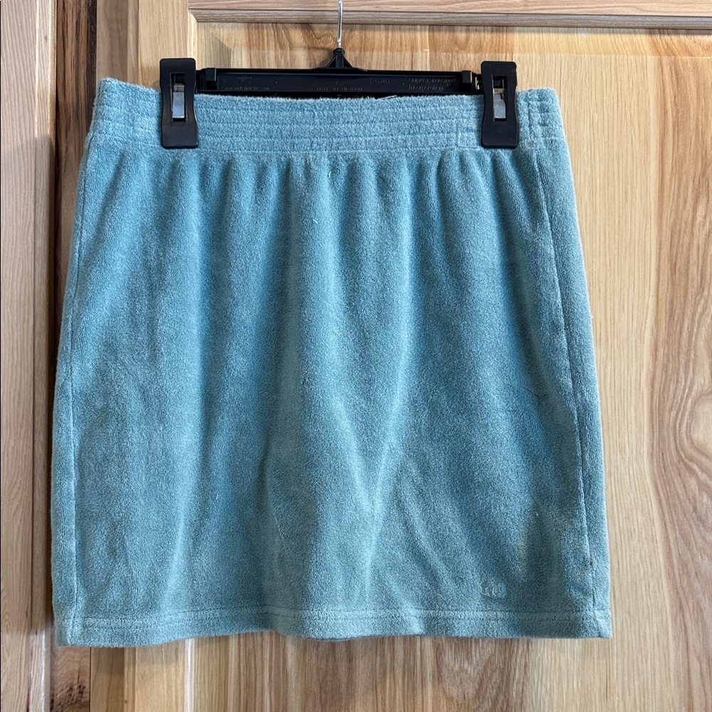 TNA Soft Cozy Blue Green Pull On Athleisure Loungewear Casual Mini Skirt Sz S